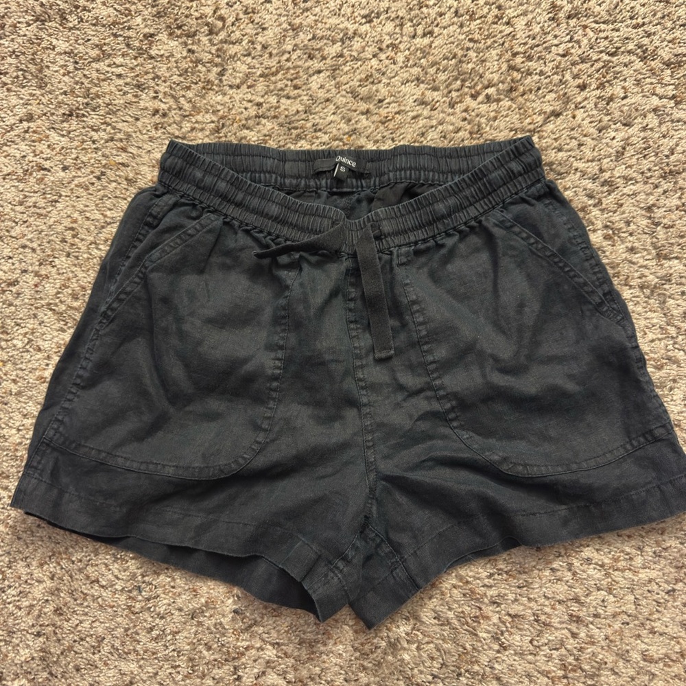 Quince Black Flax Linen Shorts